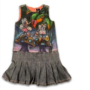 Pixie pleated denim jumper size 4 (custom boutique)